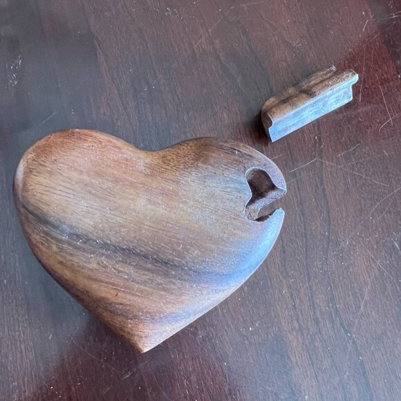 Vintage Wood Heart Puzzle Box - Picture 4 of 6